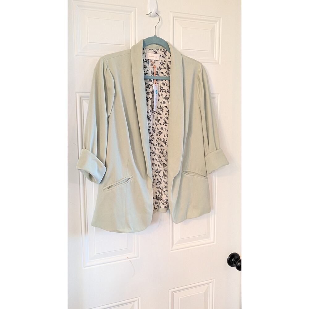 NEW Skies Are Blue Sage Green Blazer Jacket M Open Front Career Layering - Picture 6 of 7